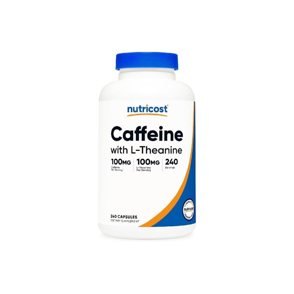 Nutricost Caffeine + L-Theanine Capsules - Hỗ Trợ Tỉnh Táo, Tập Trung , Hỗ Trợ Giảm Mỡ (240 Viên)