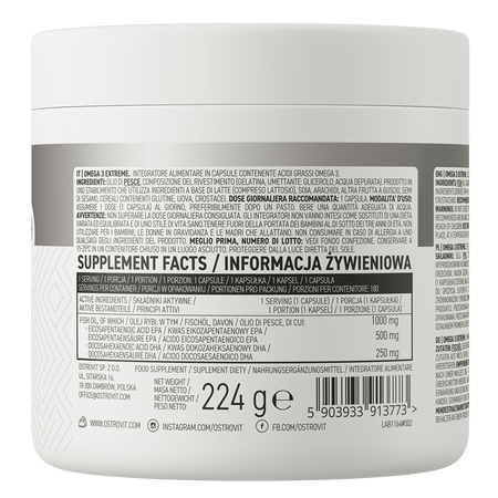 OstroVit Omega 3 Extreme – Dầu Cá Giàu EPA & DHA, Tốt Cho Tim Mạch, Hỗ Trợ Não Bộ & Thị Lực (90/180 Viên)