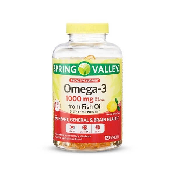 SPRING VALLEY OMEGA-3 1000MG FISH -  DẦU CÁ HƯƠNG CHANH (180 VIÊN)