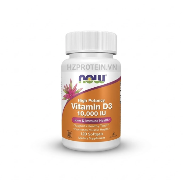 NOW VITAMIN D3 10,000IU (120 VIÊN SOFTGELS) - HỖ TRỢ XƯƠNG KHỚP VÀ NÂNG CAO HỆ MIỄN DỊCH