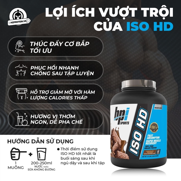 BPI ISO HD 100% WHEY ISOLATE PROTEIN - Nguồn Dinh Dưỡng Tăng Cơ Bắp Tối Đa (5LBS)