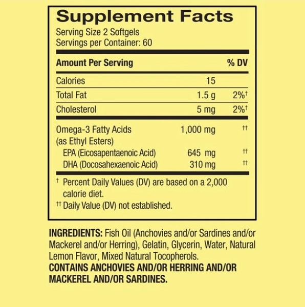 SPRING VALLEY OMEGA-3 MINI 1000MG FISH -  DẦU CÁ HƯƠNG CHANH