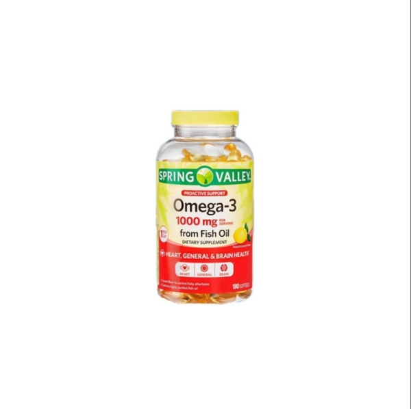 SPRING VALLEY OMEGA-3 1000MG FISH -  DẦU CÁ HƯƠNG CHANH (180 VIÊN)