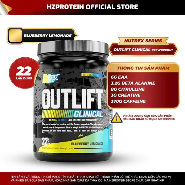 Nutrex Outlift Clinical (22 Lần Dùng) - Công thức Pre workout toàn diện nhất