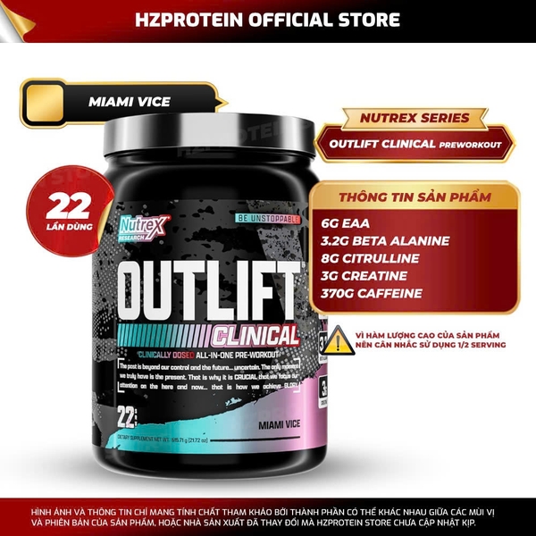 Nutrex Outlift Clinical (22 Lần Dùng) - Công thức Pre workout toàn diện nhất