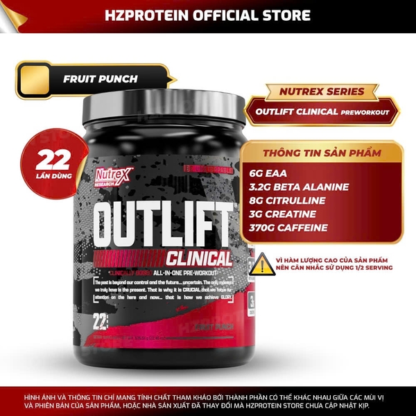 Nutrex Outlift Clinical (22 Lần Dùng) - Công thức Pre workout toàn diện nhất