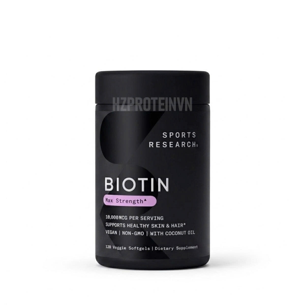 SR Sports Research Biotin 10,000mcg with Organic Coconut Oil - Hỗ Trợ Sức Khỏe Làn Da