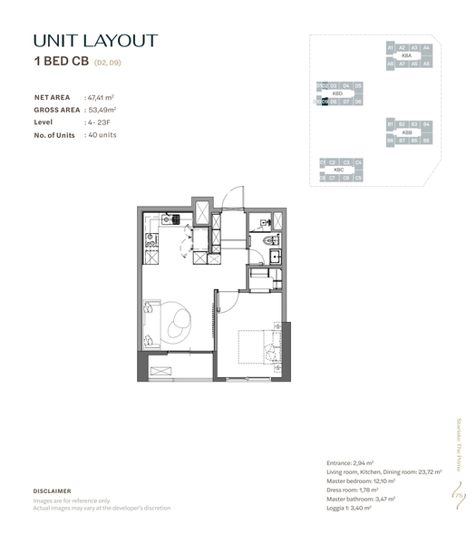 Chuyển nhượng căn hộ K8 Starlake Tây Hồ Tây 1PN 47,41m² – mẫu 1BED-CB – giá dự kiến từ 8,723 tỷ