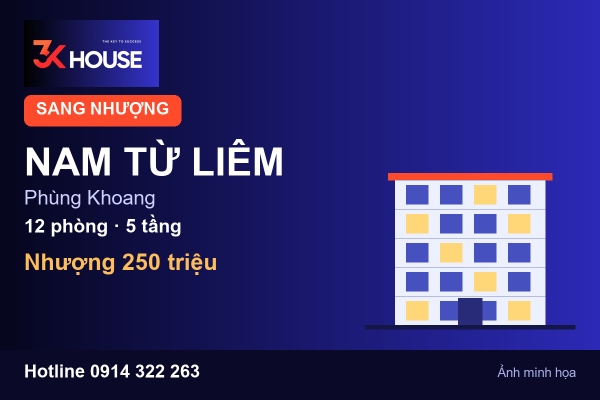 Ảnh minh họa: Nhượng CHDV 12 phòng tại Phùng Khoang, Nam Từ Liêm: thuê 21 triệu, thu ròng 17,2 triệu/tháng, nhượng 250 triệu