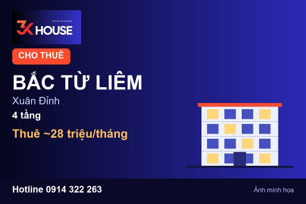 Ảnh minh họa: Tòa CHDV/homestay Xuân Đỉnh, Bắc Từ Liêm cho thuê 28 triệu/tháng, 4 tầng