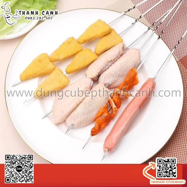 Xiên thịt inox, xiên inox dẹt, dụng cụ xiên thịt