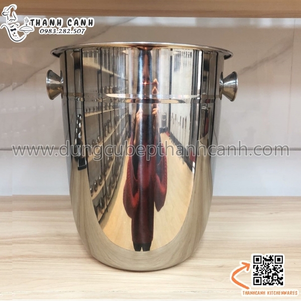 Xô inox đựng đá thân bầu 6L, xô ướp lạnh rượu vang, xô inox