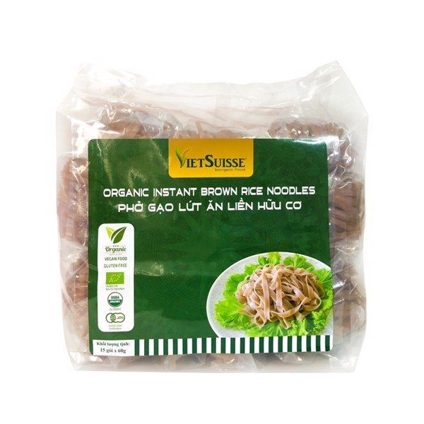 Phở gạo lứt ăn liền hữu cơ Vietsuisse (60g x 15 gói)/túi