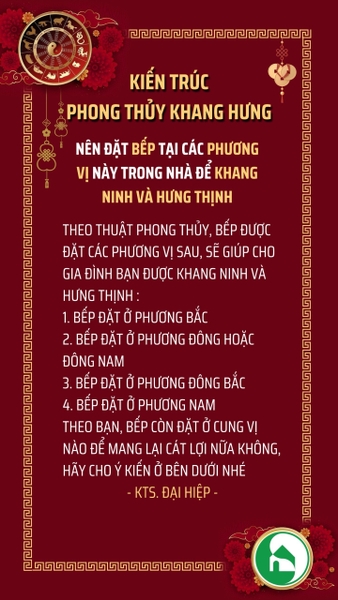 VỊ TRÍ ĐẶT BẾP MANG LẠI HƯNG THỊNH CHO GIA CHỦ
