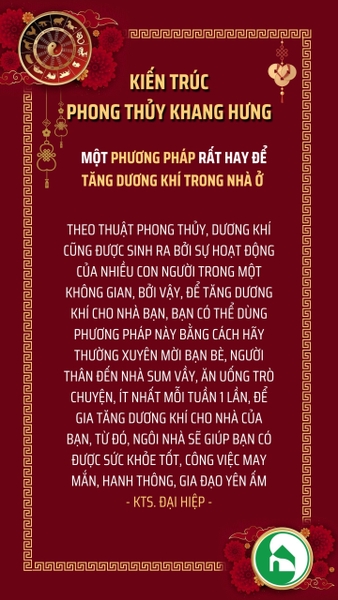 BẬT MÍ CÁCH TĂNG DƯƠNG KHÍ CHO NGÔI NHÀ CỦA BẠN
