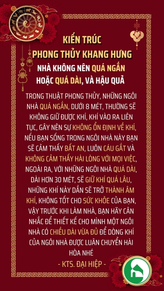 NHÀ KHÔNG NÊN QUÁ NGẮN HOẶC QUÁ DÀI