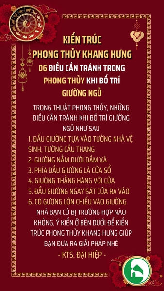 6 ĐIỀU CẦN TRÁNH KHI BỐ TRÍ GIƯỜNG NGỦ THEO THUẬT PHONG THỦY