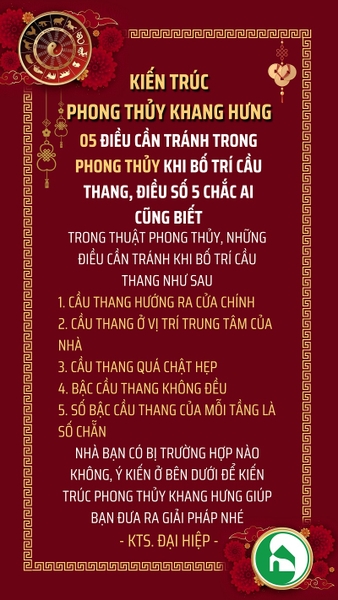 5 ĐIỀU CẦN TRÁNH TRONG PHONG THỦY CẦU THANG