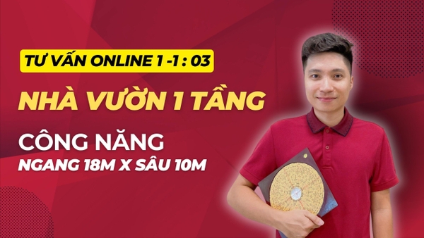 Mặt bằng công năng nhà vườn 1 tầng, ngang 18m sâu 10m