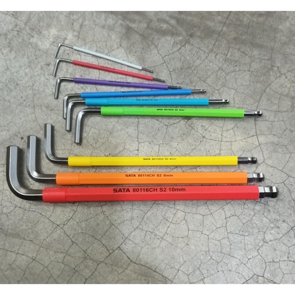 Cây lục giác bi dài 10mm bọc nhựa màu SATA 80116CH