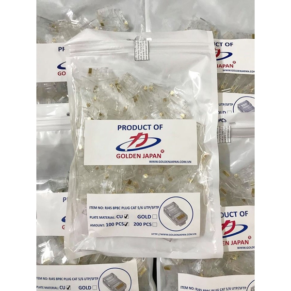 Hạt mạng RJ45 nhựa Golden Japan Gold cat5e (100pc)