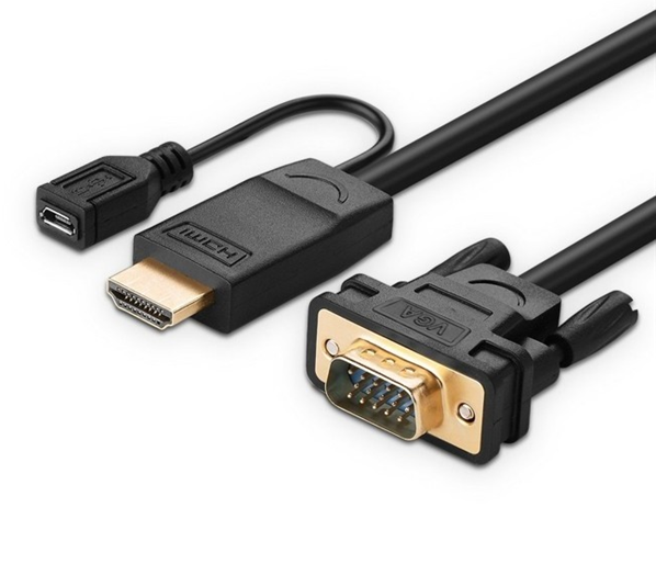 Cáp chuyển đổi HDMI to VGA 1,5m hỗ trợ nguồn Ugreen 30449