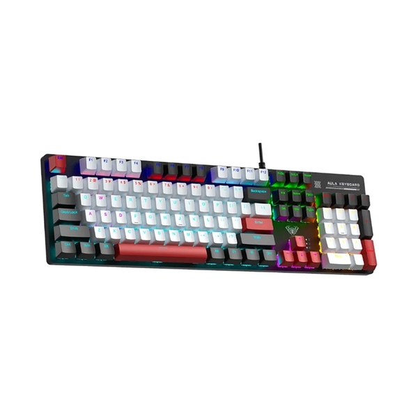 AULA S500 (4876) BÀN PHÍM CƠ GAMING CÓ DÂY (Phiên bản Đen + trắng + đỏ/ Red switch)