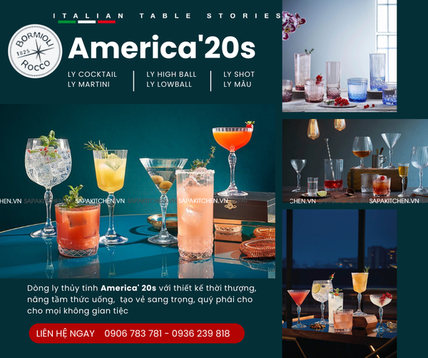Ly cocktail thủy tinh America