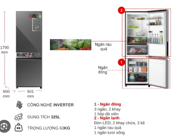 Tủ lạnh Panasonic Inverter 325 lít NR-BC361VGMV Chính Hãng Mới 100%