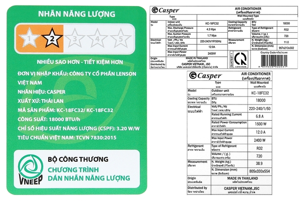 Điều hòa Casper 2 HP KC-18FC32