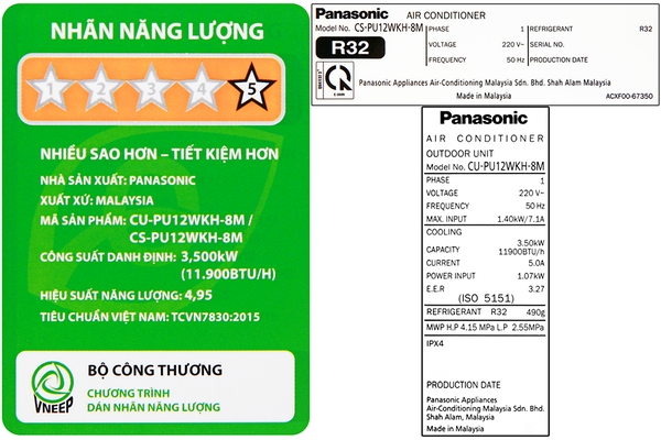 Điều hòa Panasonic Inverter 1.5 HP CU/CS-PU12WKH-8M