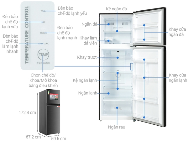 GR-RT468WE-PMV(58)-MM Tủ lạnh Toshiba Inverter 338 lít