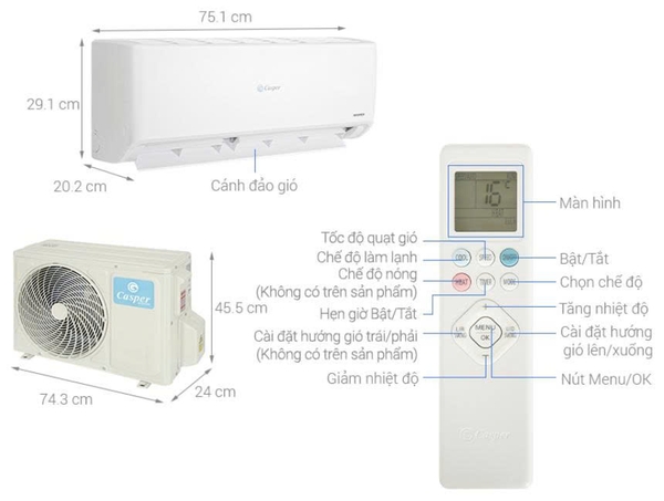 Điều hòa Casper Inverter 1.5 HP GC-12IS35 12000BTU Mới 100%