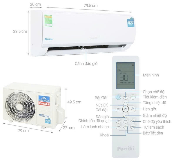 Điều hòa Funiki Inverter 9000 BTU 1 chiều HIC09TMU gas R-32 Chính Hãng Mới 100%