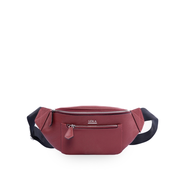 [Da Bò Thật Topgrain] Túi Đeo Chéo Bao Tử Nam Nữ DIO City - Size 28cm - Màu Đỏ Rượu Vang
