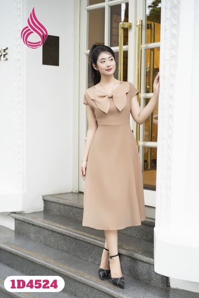 1D4524 - Đầm nâu be nơ xinh