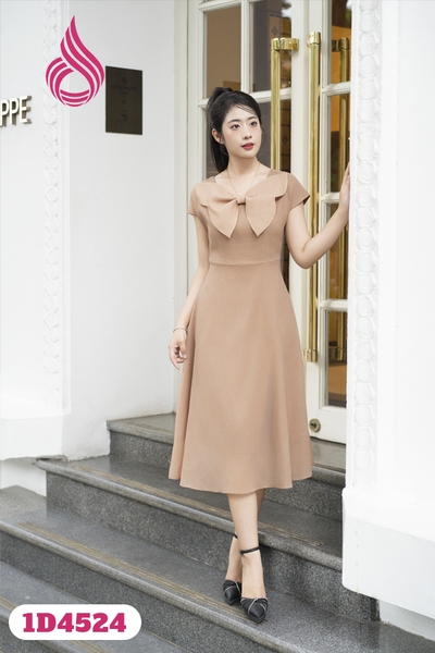 1D4524 - Đầm nâu be nơ xinh