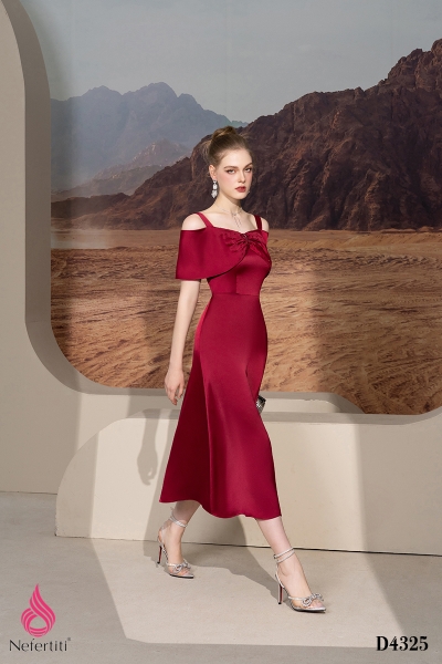 1D4325 - ĐẦM TRỄ VAI NGỰC XẾP VẠT NHÚN CÁCH ĐIỆU