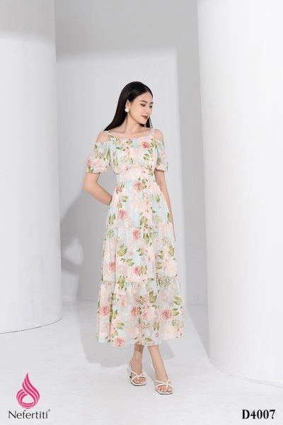 1D4007 - ĐẦM VOAN DÁNG XÒE DÀI