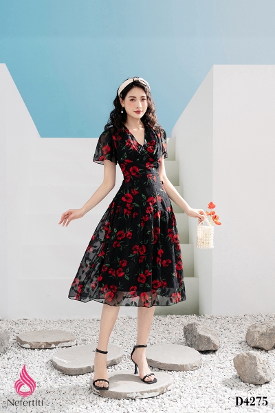 1D4275 - ĐẦM VOAN DÁNG XÒE