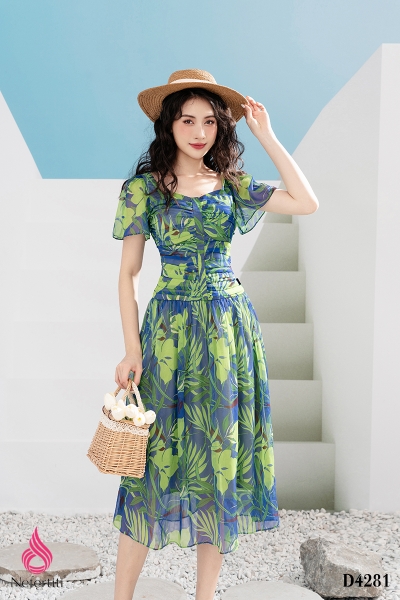 1D4281 - ĐẦM XÒE XẾP NHÚN NGỰC