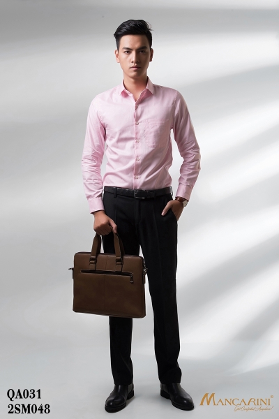 2SM048 - SƠ MI HỒNG DÀI TAY