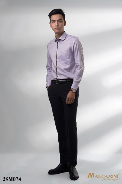 2SM074 - SƠ MI NAM TÍM NHẠT