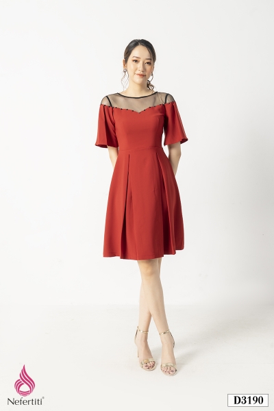 1D3190 - ĐẦM PHỐI REN CỔ