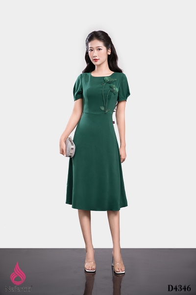 1D4346 - ĐẦM DÁNG XÒE ĐÍNH HOA 3D TRANG TRÍ