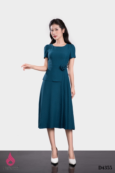 1D4355 - ĐẦM LỤA PEPLUM CÁCH ĐIỆU