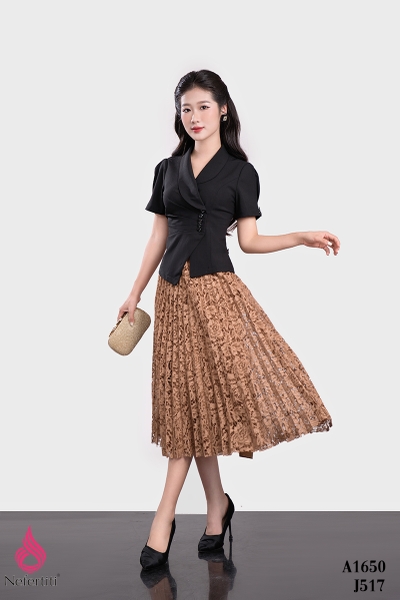 2J517 - CHÂN VÁY XẾP LY DÁNG DÀI