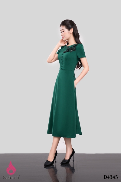 1D4345 - ĐẦM XÒE ĐÍNH HOA 3D TRANG TRÍ