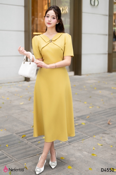 3D4550 - Đầm vàng dáng xòe xinh yêu