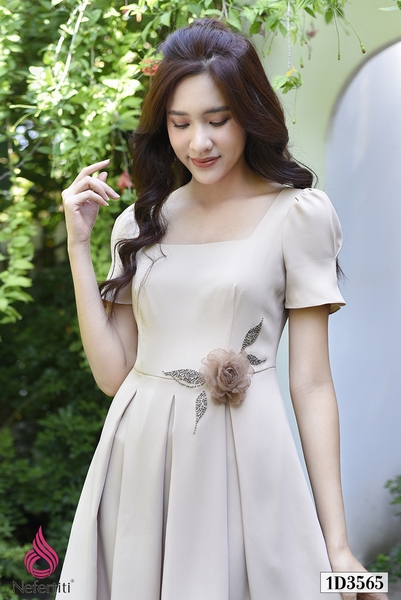 1D3565 - ĐẦM XÒE ĐÍNH HOA CÁCH ĐIỆU